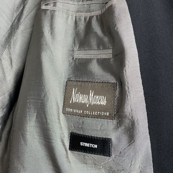 HUGO BOSS Mens Suit Jacket 3-Button Blazer 42R Virgin Wool-Spandex Black Fellini - Picture 9 of 10